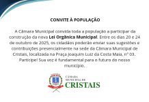 Câmara Municipal convida toda a população a participar da construção da nova Lei Orgânica Municipal